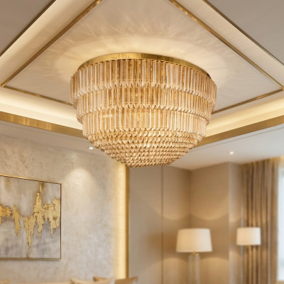 Kronleuchter Plafong nei Luxus Wunnzëmmer Faarf Gold Stil Modern