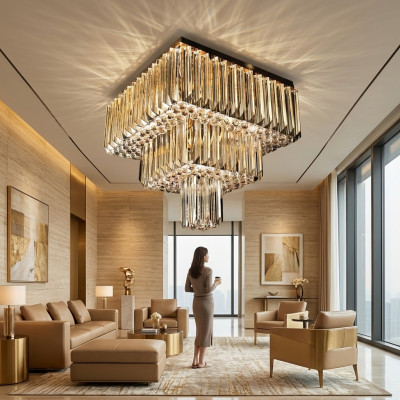 Lüster Modern Deckenluucht Designer nei Gold Luxus Wunnzëmmer
