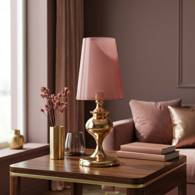 Dëschluuchten Luxusdesign Modern Steellampe nei rout Wunnzëmmer