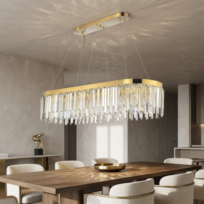 Kronleuchter Kristall Luxus Gold Pendele Häng Luucht Luucht Wunnzëmmer