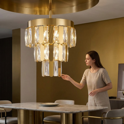 Lüster Wunnzëmmer Fernsteierung nei Gold-Schlofzëmmer Luxus