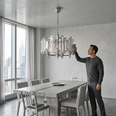 Ronn Lampe Luucht Sëlwer Plafongluucht Beliichtung Lampe 50x65cm