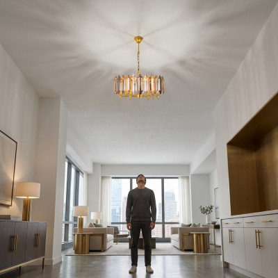Krounljuschter Modern Plafongsliicht Wunnzëmmer Plafongsliicht Goldent Liicht