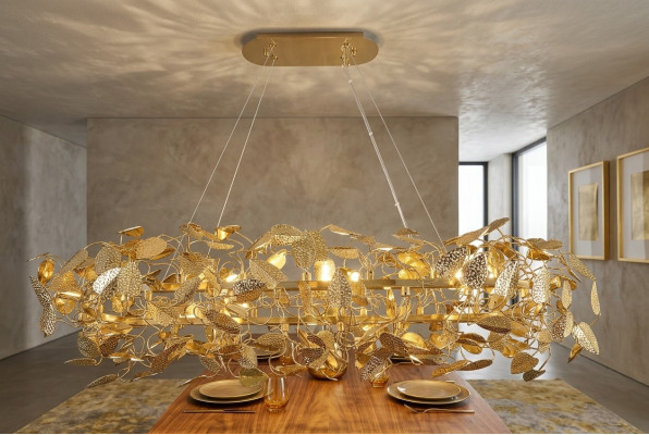 Déckenlampe Gold Wunnzëmmer Hänkeluucht Déckenlampe Material Bronze