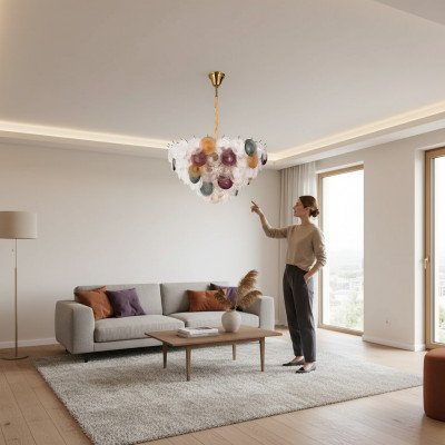 Lüster Stil Modern Plafong Hängeleuchte Schirm Kristall Wunnzëmmer