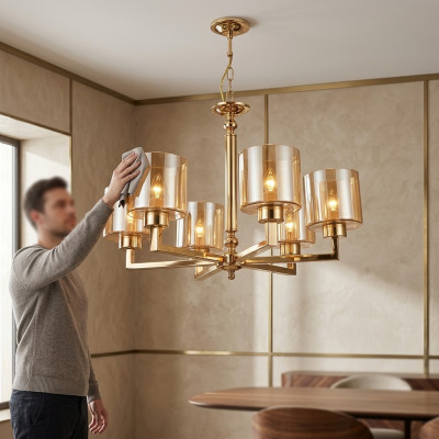 Krouneliichter Stil Modern Wunnzëmmer Luucht schéin Gold nei Schlofkummer