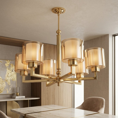 Krouneliichter Stil Modern Wunnzëmmer Luucht schéin Gold nei Schlofkummer
