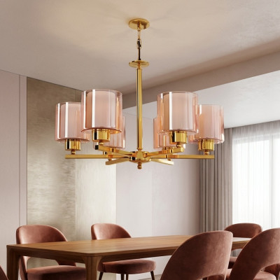 Plafongsliicht Hänkeliicht Hänklamp Living Zëmmer Luxus Lüster Glas