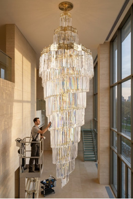 Kronleuchter Plafongsliichter Luxus Design Kristall Luucht Wunnzëmmer Luucht Gold