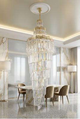 Kronleuchter Plafongsliichter Luxus Design Kristall Luucht Wunnzëmmer Luucht Gold