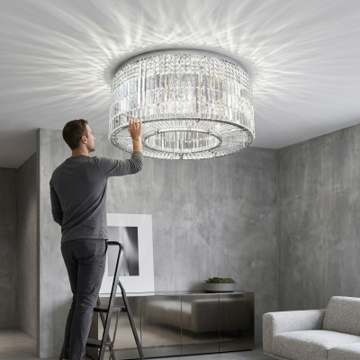 Modernen Designer 16 Luuchten Lüster Chrom Wunnzëmmer Kristall