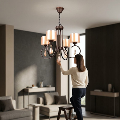 Deckenluucht Hänkend Design Modern Gold Wunnzëmmer Glas nei