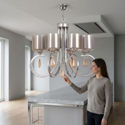 Plafongslamp schéin Glas Luuchten Luuchten Luuchten Wunnzëmmer Luster Luxus Sëlwer