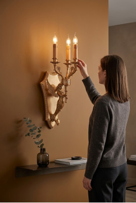 Gëllen Wandleuchte Design Luucht Lämp Wohnzimmer Luxus Schlofzëmmer Nei