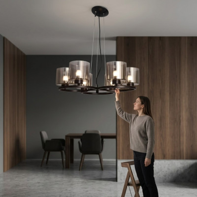 Deckenlampe Luster Plafongsbeliichtung schwaarz Luster Glas