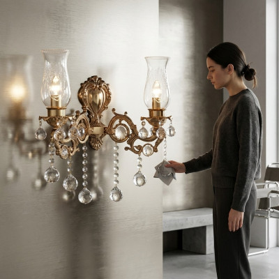 Wandleuchte Wohnzimmer Luxus Gold Schlofkummer Modern Luster Kristall