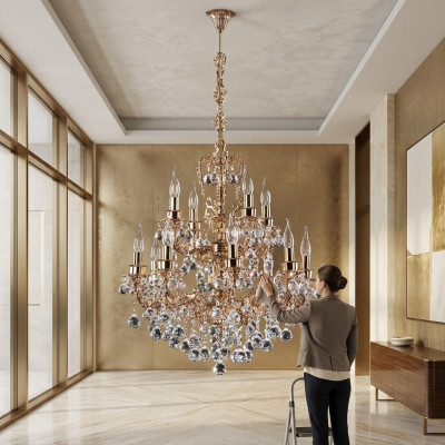 Plafonnière Luster Krouneluchter Kristall Luucht Beliichtung Luuchten Geld 65x113