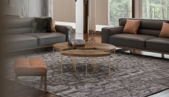 Moderne ronn Couchtisch Luxus Gezeiichtësch Holzmöbel Wunnzëmmertisch
