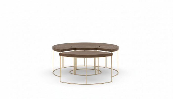 Moderne ronn Couchtisch Luxus Gezeiichtësch Holzmöbel Wunnzëmmertisch