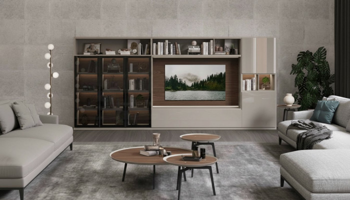 Grouss Wunnwand Glasdieren Wunnzëmmermiwwel Modern Wunnwänn Miwwelen Schaf