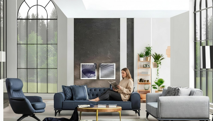 Designer Miwwelen Sëtzgrupp 3+3+1 Sofagarnitur Polster Miwwelen Couchen