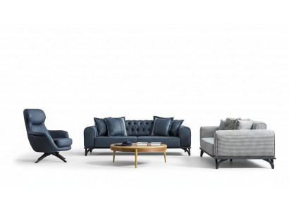Designer Miwwelen Sëtzgrupp 3+3+1 Sofagarnitur Polster Miwwelen Couchen