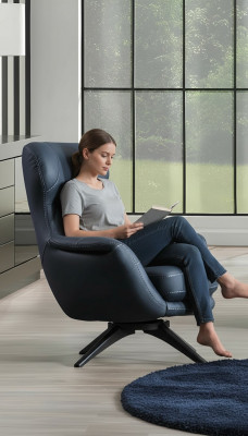 Sessell 1-Sëtzer Komfortabel modernen Stil mëttelweich Blo Luxuséieren