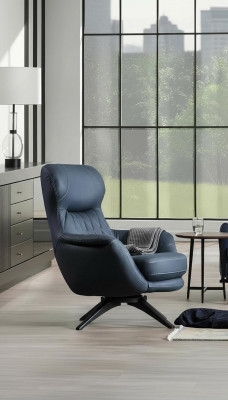 Sessell 1-Sëtzer Komfortabel modernen Stil mëttelweich Blo Luxuséieren