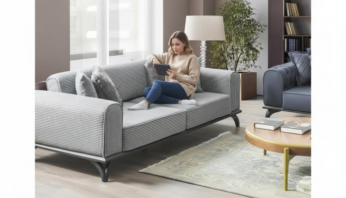 Dreiplazecouch Sofa 227cm Sofa Couchen Polster Miwwelen Textilstoff