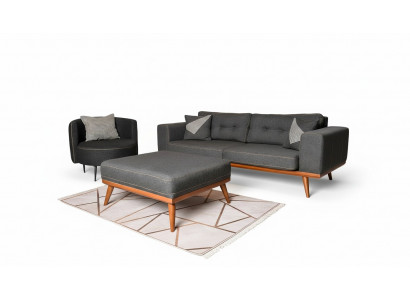 Modern Ecksofa mat Fauteuil Wunnzëmmer Set Luxus Ariichtungsméiwel 3+1