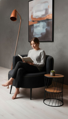 Schwaarze Moderne Sessell Wunnzëmmer Sessel Fauteuil Clubfauteuil Nei