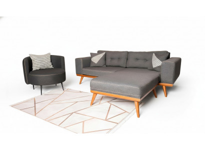 Groue Wunnzëmmer Eckcouch Edel Canapé Sëtzgrupp Luxus Miwwelen Modern Sofaen