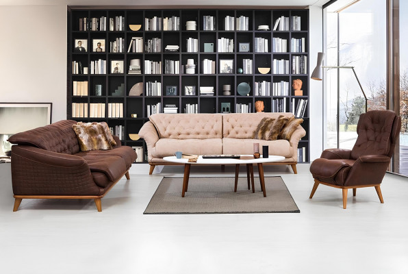 Brong Canapé Sofa Wunnzëmmer Canapéë Polster Miwwel Dräisëtzer 221cm