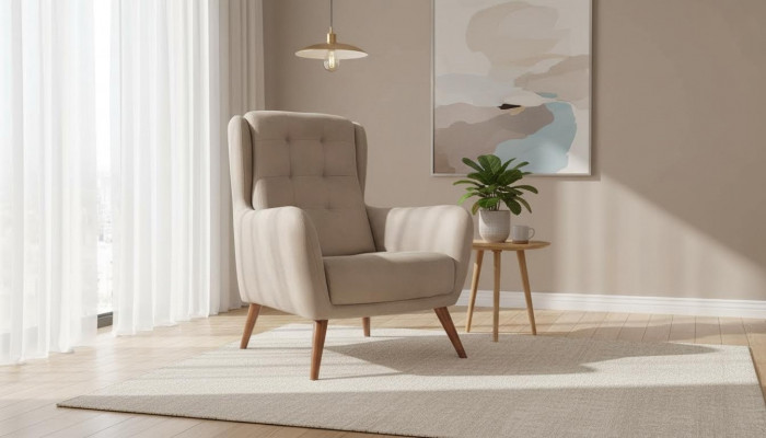 Chesterfield Fauteuil Club Sofa Einsëtzer Couch Polstersëtz Miwwel Beige Relax Neit
