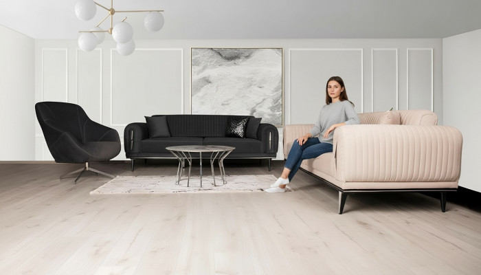 Dräisëtzeger Canapé Polster Miwwel 3 Sëtz Plaz Couchen Sofa Schwaarz Miwwelstücker