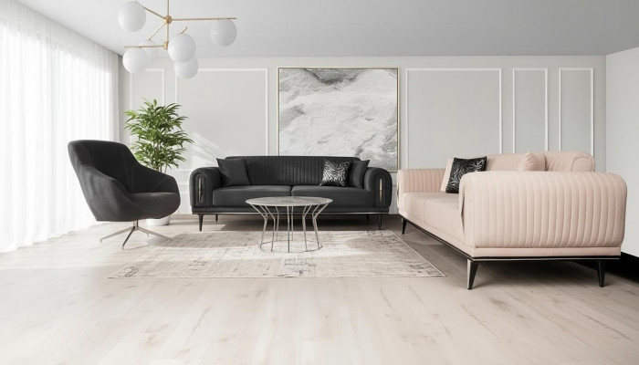 Dräisëtzeger Canapé Polster Miwwel 3 Sëtz Plaz Couchen Sofa Schwaarz Miwwelstücker