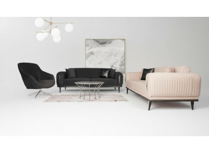 Dräisëtzeger Canapé Polster Miwwel 3 Sëtz Plaz Couchen Sofa Schwaarz Miwwelstücker