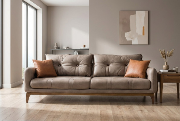 Sofaen Couch Dreisëtzer Designer Couch Sofa Polstersëtz Miwwelen Brong Wunnen