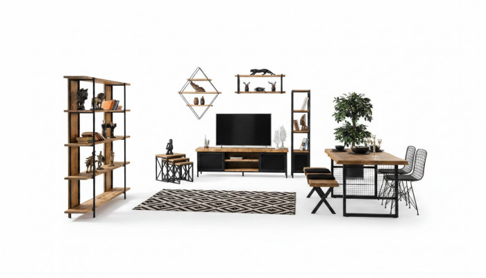 Design Bücher Regal Schaf Schief Holz Regaler 160x35x180cm Wunnzëmmer