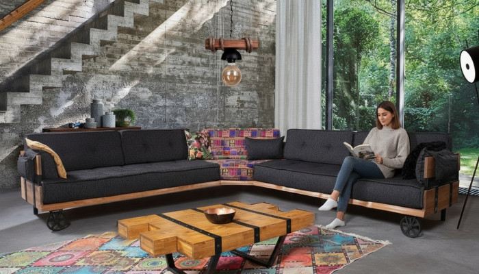 Loft Couchtisch Design Miwwelen Dësch 130x80 Wunnzëmmer Holzdësch Couchtischen