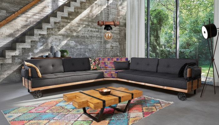 Loft Couchtisch Design Miwwelen Dësch 130x80 Wunnzëmmer Holzdësch Couchtischen