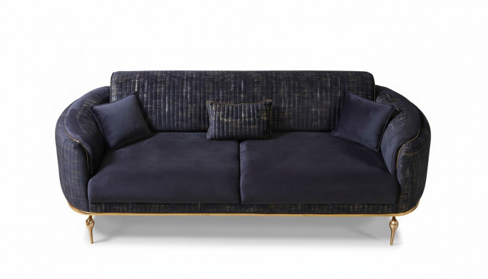 Luxus Sofa 3 Sëtzer Wunnzëmmer Blo Modern Sofa Dräisëtzer Miwwelen