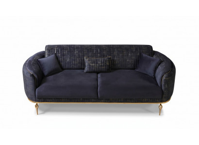 Luxus Sofa 3 Sëtzer Wunnzëmmer Blo Modern Sofa Dräisëtzer Miwwelen
