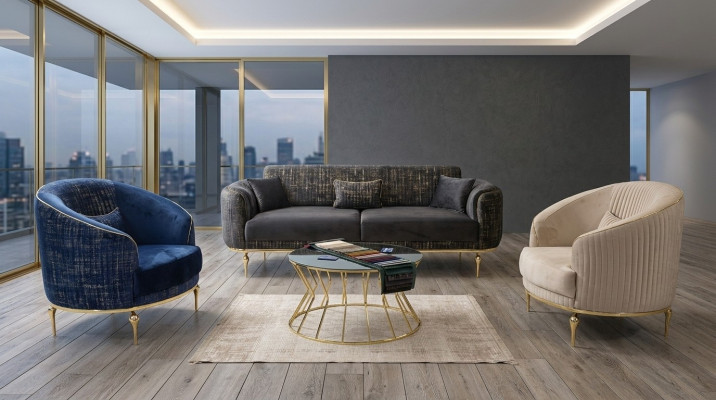Luxus Sofagarnitur 311 Sëtz Sofa Couch Set Wunnzëmmer Garnitur 3tlg.