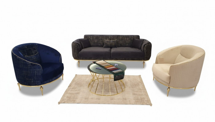 Luxus Sofagarnitur 311 Sëtz Sofa Couch Set Wunnzëmmer Garnitur 3tlg.