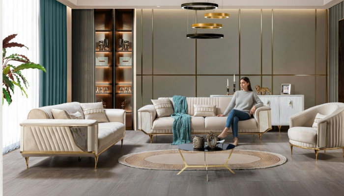 Sofa Set 3+3+1 Sëtz Modern Sofagarnitur Wunnzëmmer Luxus Garnitur Nei