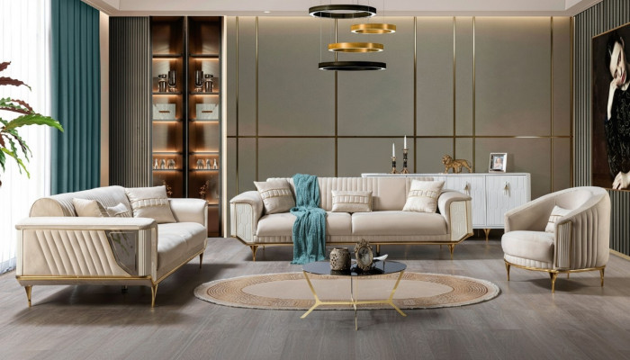 Sofa Set 3+3+1 Sëtz Modern Sofagarnitur Wunnzëmmer Luxus Garnitur Nei