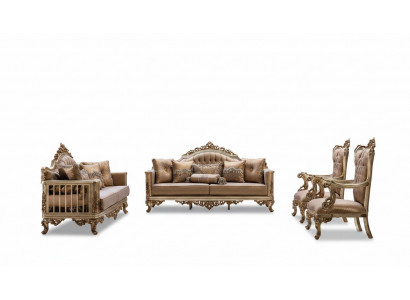 Sofasett Couch Set Klassesch Garnitur Sëtz Polster Couchtisch 5tlg