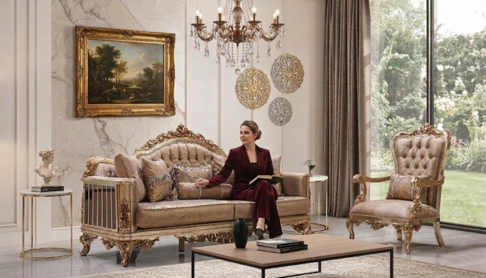 Wunnzëmmer Set Sofagarnitur 3+1 Sëtzer Sofa Canapé Klassesch Canapéen