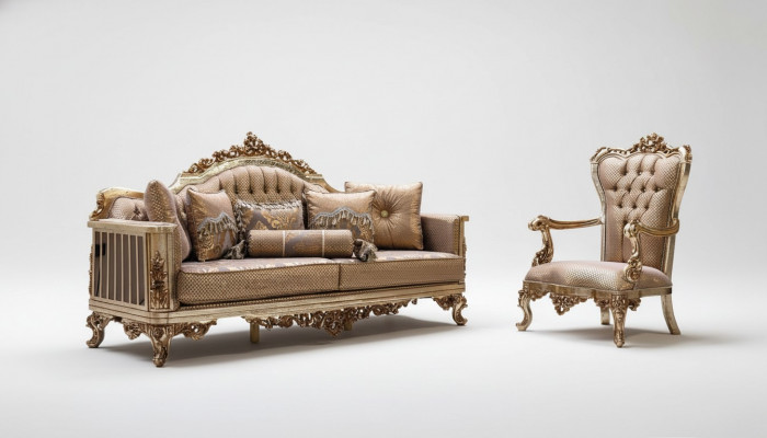 Wunnzëmmer Set Sofagarnitur 3+1 Sëtzer Sofa Canapé Klassesch Canapéen
